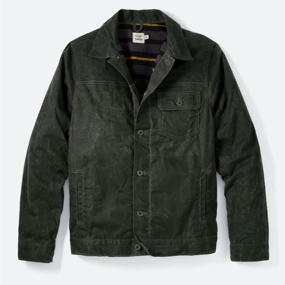 Flint & Tinder Waxed Canvas Jacket - Moss Green - Huckberry